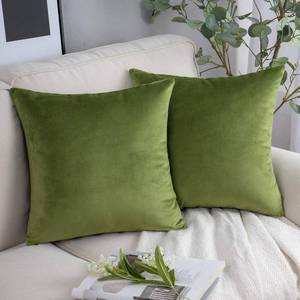 lot 83541 image: Phantoscope Pack of 2 Velvet Decorative Throw Decorative Pillow Cover Soft Solid Square Cushion Case for Couch Green 22 x 22 inches 55 x 55 cm