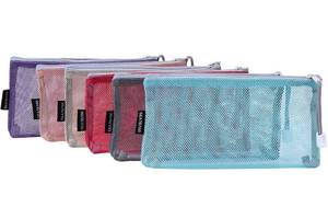 lot 83543 image: Sea Team 6pcs Multicolored Portable Travel Toiletry Pouch Nylon Mesh Cosmetic Makeup Organizer Bag with Zipper