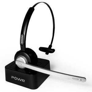 lot 83548 image: POWR Wireless Headset with Mic for Work with Noise Cancelling - Wireless Headset with Advance 5.2 Bluetooth, Mic Mute & Charging Dock - Trucker Bluetooth Headset with 18 Hours Working Time
