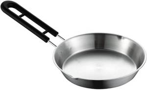 lot 83549 image: SHERCHPRY Mini Egg Frying Pan Skillet Nonstick Omelet Pan Stainless Steel Round Pancake Pan Kitchen Cooking Pan with Handle for Gas Stove Induction (Random style)