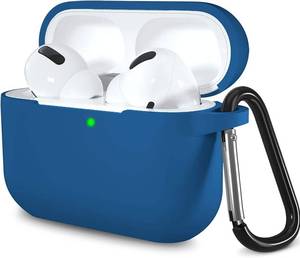 lot 83552 image: Lerobo Compatible with AirPods Pro Case 2019,Shock-Proof Silicone Skin Full Protective Cover for Airpods Pro,Supports Wireless Charging with Durable Carabiner Front LED Visible,Blue