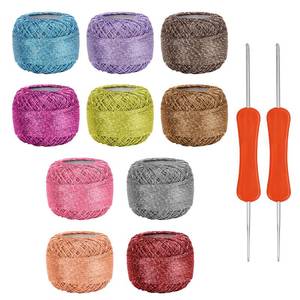 lot 83553 image: Kurtzy Colourful Glitter Crochet Yarn (10 Balls) - 2 Crochet Hooks Included (3mm & 4mm) - Each Thread Ball Weighs (15g0.53 oz) - Total of 9501040 yards of Sparkly Coloured Acrylic Yarn
