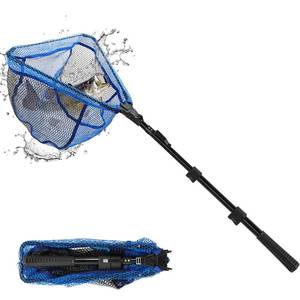 lot 83557 image: SANLIKE Fishing Landing Net Blue Extend to 43 in with Telescoping Pole Handle, Fiberglass Landing Net for Easy Catch Release,Rubber Coated Landing Net for Easy Catch Release