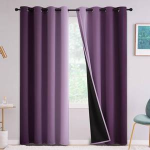lot 83577 image: Yakamok Purple 100% Blackout Curtains for Bedroom,Ombre Room Darkening Curtains for Living Room Grommet Window Curtains 90 inches Long,Thermal Insulated Gradient Curtains & Drapes,2 Panels,52x90 inch