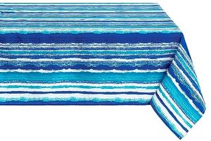lot 83579 image: YiHomer Indoor Outdoor Tabletop for Spring Summer Decorations, Picnics and Dinner Parties - Stain and Water Resistant, Crayon Art (Ocean), Tablecloth, 60 x 120 Rectangle