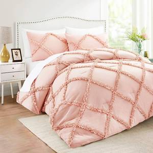 lot 83583 image: Comforter Set Queen Size Bedding � 3 Piece Farmhouse Bedding Set cover Ruffle & Lightweight Comforter and Pillow Case Vintage Bedding for Bedroom as Home Bed set Boho Chic Comforter for Luxury Comfort