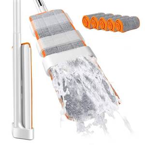 lot 83590 image: Masthome Self Wringing Flat Mop, Hands-Free Microfiber Floor Mop with 6 Reusable Mop Pads and 1 Scraper, Dust Mop for Hardwood, Laminate, Tile Floor Cleaning