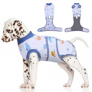 lot 83602 image: FUAMEY Recovery Suit for Dogs After Surgery,Soft Breathable Dog Bodysuit E-Collar & Cone Alternative Surgical Suit,Male Female Dog Neuter Spay Suits Anti Licking Wounds Onesie Blue Boat S