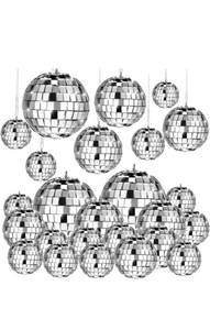 lot 84233 image: MTLEE Disco Ball Decoration Ornaments Hanging Mini Mirror Disco Ball with Rope Different Size 70s Disco Themed Party Wedding Christmas Birthday Supplies(2.4 Inch, 2 Inch, 1.6 Inch, 1.2 Inch)