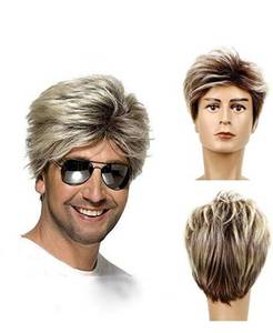 lot 84234 image: Baruisi 80s Mens Wig Blonde Short Wig Synthetic Cosplay Costume Halloween Wig for Fancy Dress