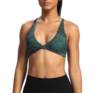 lot 84246 image: Aoxjox Womens Workout Sports Bras Fitness Backless Padded Sienna Low Impact Bra Yoga Crop Tank Top (Cloud Dark Green, Small)