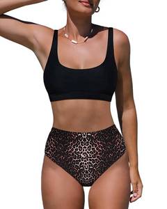 lot 84249 image: popvil Bikini Sets for Women 2 Piece Full Coverage High Waisted Swimsuits Tie Dye Scoop Neck Bathing Suits