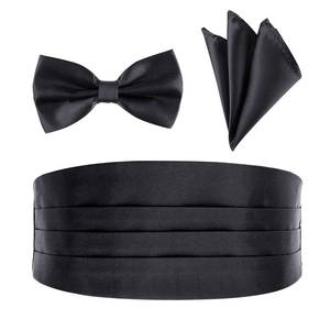 lot 84250 image: BlingKingdom Mens Satin Cummerbund Pretied Bow Tie Breast Pocket Handkerchief Set for Special Occassions