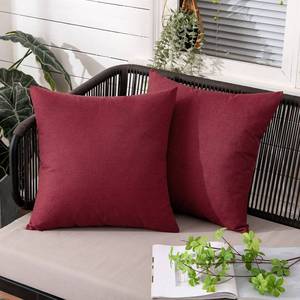 lot 84253 image: MIULEE Pack of 2 Outdoor Throw Pillow Covers Waterproof Decorative Soft Pillowcases Linen Farmhouse Square Cushion Shams for Patio Balcony Couch Garden 16x16 InchBeige