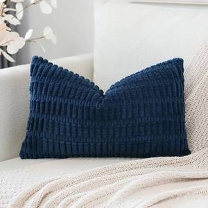 lot 84254 image: OTOSTAR Corduroy Decorative Throw Pillow Covers 16x24 Inch Super Soft Boho Striped Rectangle Pillow Covers Case Modern Cushion Covers for Sofa Couch Bedroom Car Decor Navy Blue