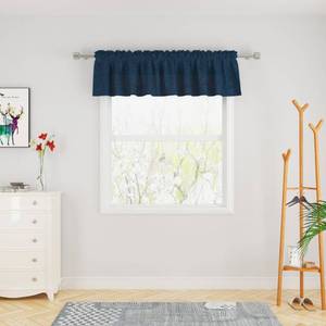 lot 84255 image: UPOPO Dark Blue Valance Curtains 18 inches Long Kitchen Short Small Mini Little Linen Textured Living Room Bedroom Window Curtain Toppers Valance 1 Panel Rod Pocket 54x18