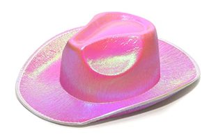 lot 84258 image: SoJourner Bags Neon Sparkly Glitter Space Cowboy Hat - Fun Metallic Pink Holographic Halloween Party Disco Cowgirl Hat for Birthday & Bachelorette