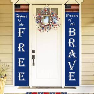 lot 84270 image: Jesiramoo 4th of July Patriotic Decorations, 71x13 Inch Hanging American Flag Door Banner, July Fourth Front Porch Decor for Home School Office Yard Patio Garage, Memorial Day Decor Outdoor Indoor