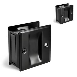 lot 84286 image: HOMOTEK 2 Pack Privacy Pocket Door Pull Without Switch Plate - Replace Old Or Damaged Passage Sliding Door Pull No Lock Quickly and Easily, 2-34�x2-12�, for 1-38� Thickness Door, Black