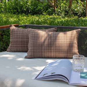lot 84287 image: Kevin Textile Pack of 2 Decorative Outdoor Waterproof Throw Pillow Covers Lumbar Pillowcases Modern Cushion Cases for Patio Couch Bench 12 x 20 Inch Brown