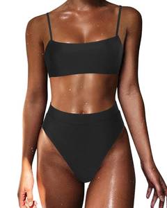 lot 84314 image: MOSHENGQI Sexy Push up Bikini Sets High Waist Swimsuits for, 33 Black, Size 4.0