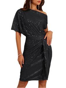 lot 84321 image: GRACE KARIN Cocktail Party Dress for Women Sleeveless Short Sleeve Sequin Dress Black XL