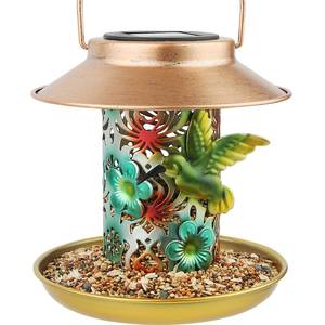 lot 84975 image: PENXUA Solar Bird Feeder for Outdoors Hunging, Gifts for Mom Grandma Women, Metal Waterproof Outside Wild Bird Feeders,Cardinals Feeders, Gifts for Bird Lovers, Lantern Light, Garden Decoration