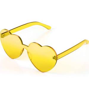 lot 84993 image: Maxdot Heart Shape Sunglasses Rimless Transparent Heart Glasses Party Favors (Transparent Yellow)