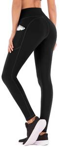 lot 85020 image: IUGA High Waist Yoga Pants with Pockets, Leggings for Women Tummy Control, Workout Leggings for Women 4 Way Stretch Black Large