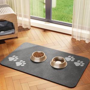 lot 85037 image: Cat & Dog Feeding Mat for Food and Water Bowl, Absorbent-No Stains Quick Dry Dog Water Bowl Dispenser Mat, with Waterproof-Anti-Slip Rubber Backing Pet Placemat for Messy Drinkers, Dark Grey-12x20
