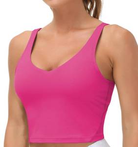 lot 85039 image: Women�s Longline Sports Bra Wirefree Padded Medium Support Yoga Bras Gym Running Workout Tank Tops(Bright Pink, Small)