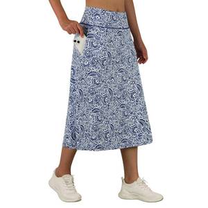 lot 85209 image: ANIVIVO Womens Midi Length Skorts Skirts with Pockets Modest Skirts 28 Long Knee Length Athletic Skorts(Blue Floral M)