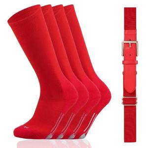 lot 85226 image: Youper Youth BaseballSoftball Belt & Socks Combo Set (2 Pairs of Socks & 1 Belt) (Red, Youth - Small)