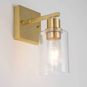 lot 85242 image: EMONG Gold Bathroom Light Fixtures,1-Lights Brushed Brass Vanity Light with Clear Glass Shade, Wall Sconces for Hallway, Farmhouse, Living Room