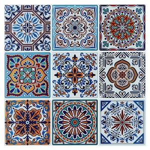 lot 85244 image: LONGKING Peel and Stick Backsplash Tile Stickers, Colorful Talavera Mexican Tile, Stick on Wall Tiles (10 Sheets)