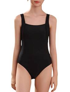 lot 85246 image: Milumia Girls Solid One Piece Swimsuit Casual Stretchy Swimwear Bathing Suit Black 12-13 Years