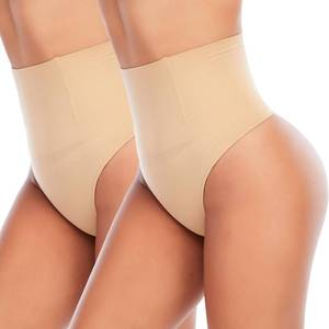 lot 85252 image: Werena Tummy Control Thong Shapewear for Women Seamless Shaping Thong Panties Body Shaper Underwear(01# Beige-low,Large)