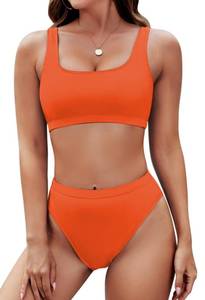 lot 85253 image: Pink Queen Womens Crop Top High Waisted Cheeky Bikini Set Two Piece Swimsuits (S, Orange)