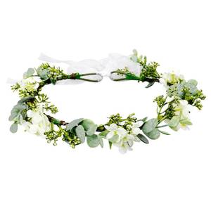 lot 85268 image: WOVOWOVO Green Leaf Crowns For Girls Women, Bridal Flower Crown Bride Hair Accessories Bohemian Floral Crown Eucalyptus Headband With Ribbon For Wedding Birthday Vacation Party Festival Photo Prop