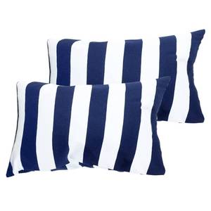 lot 85283 image: Leaveland Retro Navy Blue Stripe 12x20 Inch Set of 2 Cotton Polyester Square Throw Pillow Case Decorative Durable Cushion Slipcover Home Decor Sofa Porch Standard Size Accent Pillowcase Encasement
