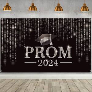 lot 85323 image: Prom Night Party 2024 Backdrop Prom Background Banner Photo Props Congrats Backdrop Graduate Prom Decorations for Graduation Celebration Prom Party Indoor Outdoor, 73 x 43 Inch(Silver)
