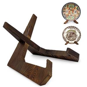 lot 85329 image: WADADDY Plate Stand, Wooden Plate Stands for Display, Sturdy Cookbook Stand for Kitchen Counter, Display Stand for Large Deep Bowls Platters and Dishes, 6.5 H x 9 W x 7.9 D -Dark Brown