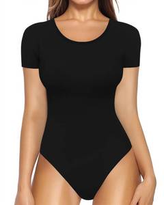lot 85331 image: MANGOPOP Short Sleeve Body Suits Women Round Neck Bodysuits for Women Ribbed Bodysuit Shirts M