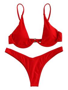 lot 85344 image: Verdusa Womens Sexy Triangle Bathing Two Pieces Swimsuit Bikini Set Red M