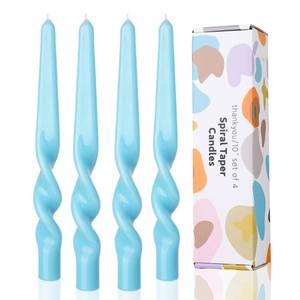 lot 85345 image: LPUSA Blue Candlesticks Spiral Taper Candles Twisted Candles for Holiday Wedding Party Wax Unscented Dinner Candle Dripless,Birthday Gift Christmas Gift H 10 Inch,4pcsIce Blue-A