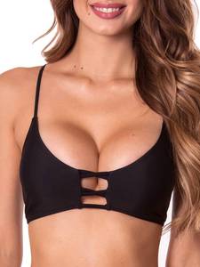 lot 86457 image: RELLECIGA Womens Black Strappy Longline Triangle Bikini Top Size Medium