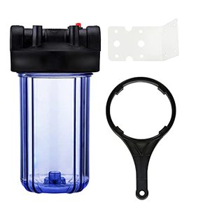 lot 86463 image: Geekpure 10 Inch Big Clear Water Filter Housing for Whole House Water Filtration with Wrench Bracket -1 Port-4.5 x 10