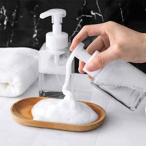lot 86476 image: Foaming Soap Dispenser, 450ml(16oz) Refillable Modern Square Pump Bottle for Shampoo, Body Wash, Liquid Soap, PETG Plastic Empty Soap Dispenser for Kitchen, Bathroom, Hospital, Clinic. 2 Pcs (Clear)