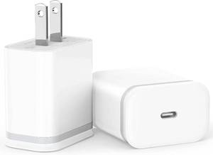 lot 86483 image: iPhone 16 15 14 13 12 11 USB C Wall Charger, 20W 2-Pack Charging Block USBC Power Adapter PD Plug Box Type C Brick Cube for iPhone 16 15 14 13 12 11 Pro Max XS X XR SE 8 Plus, iPad Pro, AirPods Pro