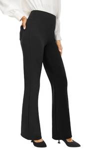 lot 86485 image: AFITNE Yoga Dress Pants for Women, High Waisted Workout Bootcut Flared Work Pants with Pockets Bootleg Business Office Casual Pants Black - XL
